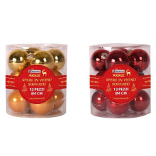 SET 12 PALLE VETRO 40MM ROSSO/ORO (18pz)